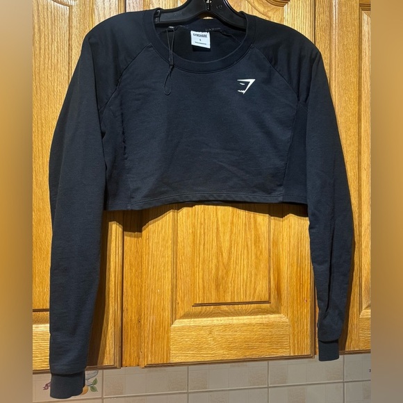 NWOT Gymshark Black Cropped Light Sweatshirt Women’s Small - Picture 4 of 6